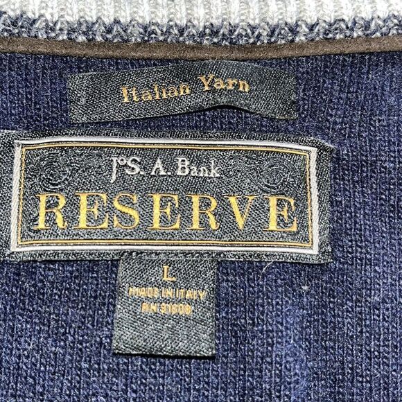 Joseph A. Bank Reserve Italian Yarn Mens Lg Blue V‎ Neck Sweater Pullover Luxury - Picture 5 of 9